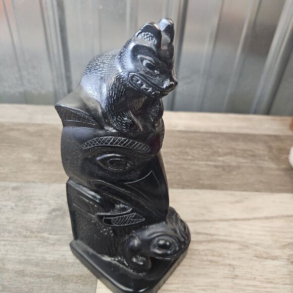 Vintage Boma totem pole Canada Northwest Coast Black  Inca NiCE 1964 - Picture 2 of 8